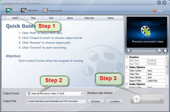 convert itunes m4v to android