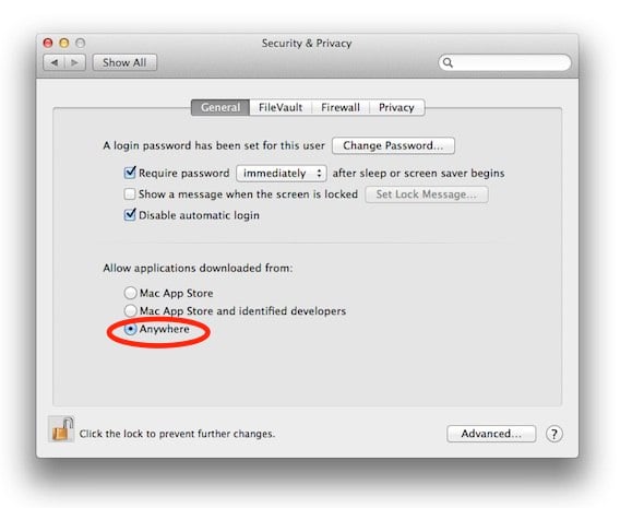 Mac OS 10.8 settings