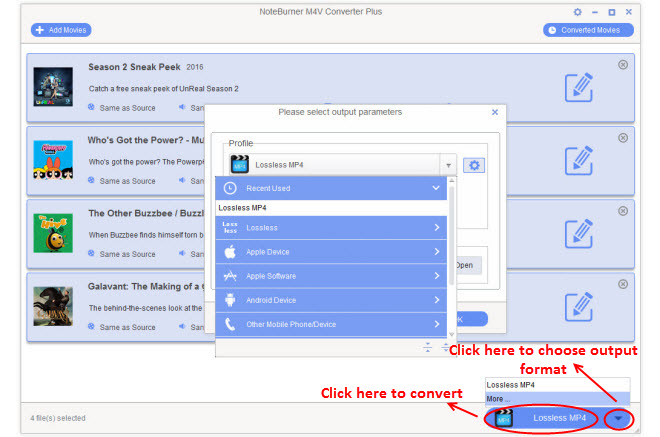 choose output format