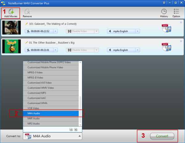 Convert M4V to M4A on Windows
