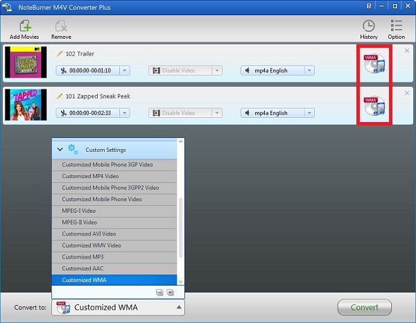 choose wma format