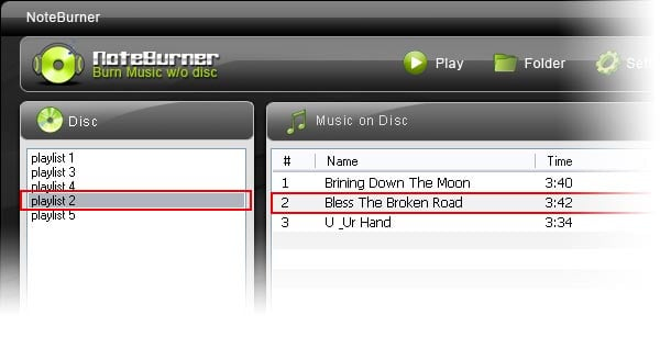 NoteBurner converts DRM protected M4P music to MP3 with Virtual CD-RW drive.