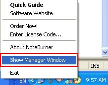 open NoteBurner manager window