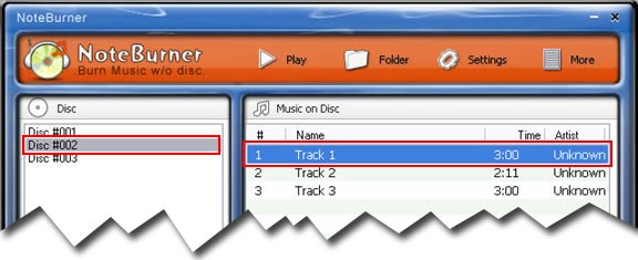 converted iTunes music are stored on NoteBurner virtual CD