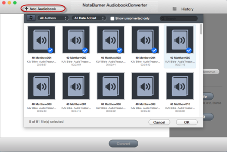 Select Audiobook files to Convert