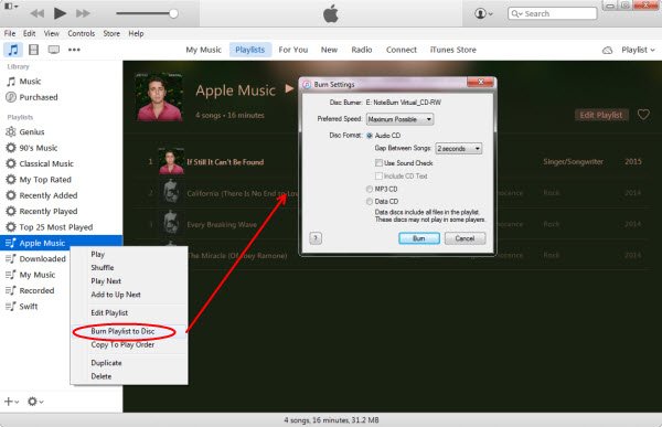 Burn Apple Music to CD