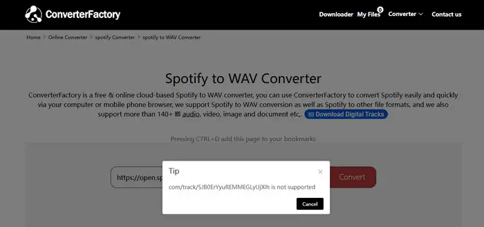 ConverterFactory Spotify WAV Downloader online