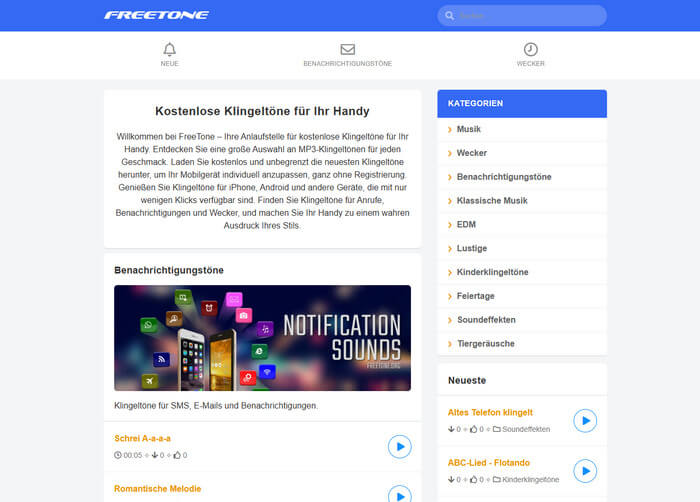 Kostenlose Klingeltöne downloaden bei FreeTone