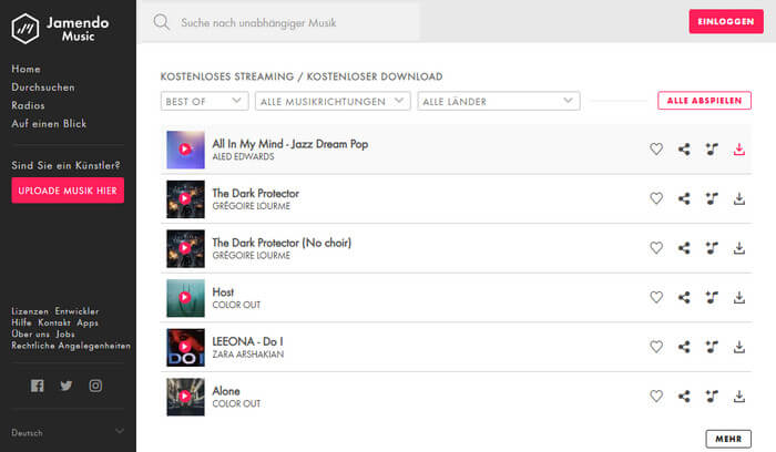 Jamendo kostenloser Download