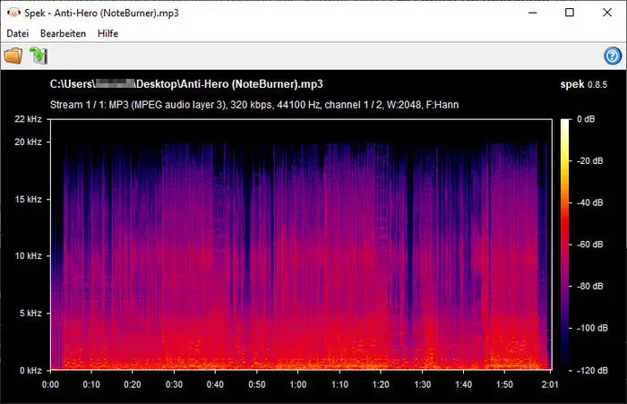 Audioqualität von NoteBurner-MP3-Download analysieren