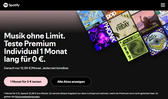 Offizielles Spotify Probeabo