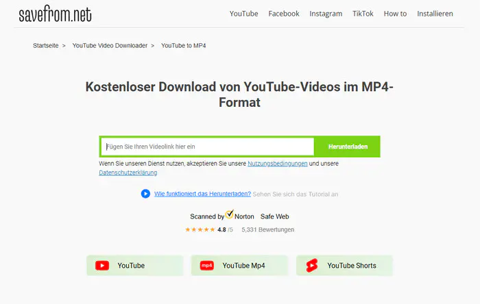 SaveFrom.net YouTube to MP4 Downloader