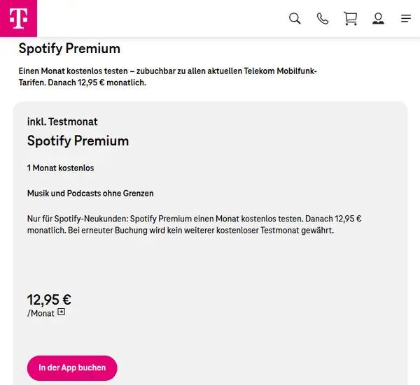 Spotify Premium für 1 Monat kostenlos bei Telekom erhalten