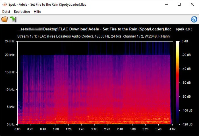 Spek-Analyse von SpotyLoader FLAC Download