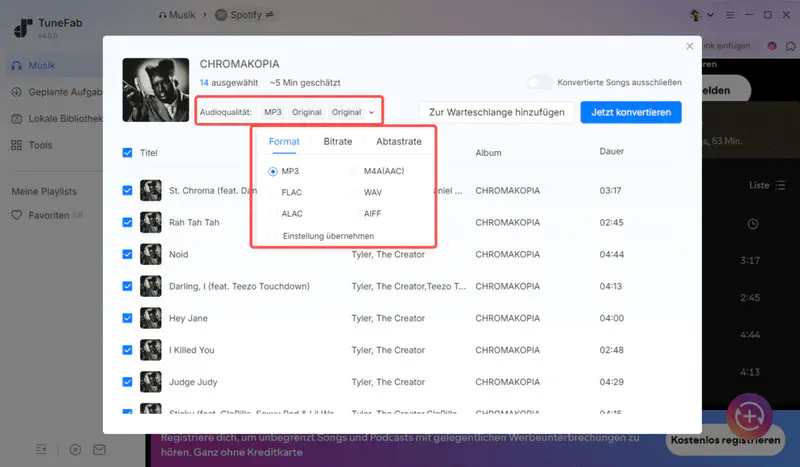 Ausgabeeinstellungen anpassen