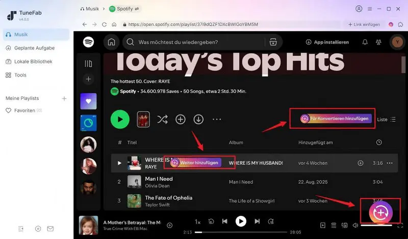 Spotify-Musik hinzufügen