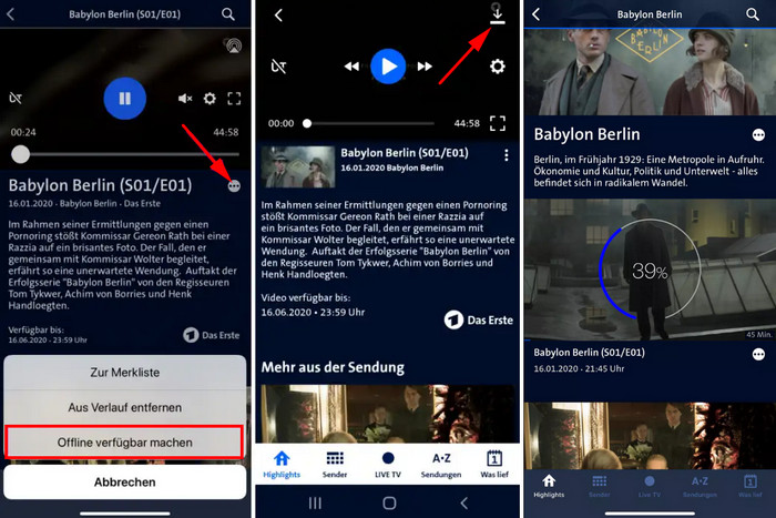 Videos mit ARD Mediathek-App downloaden