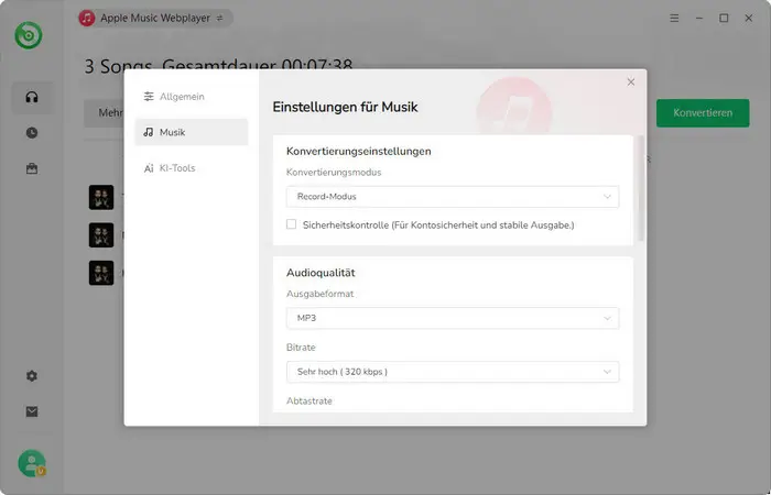 Ausgabeeinstellungen anpassen