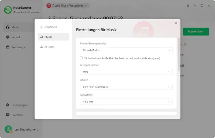 Einstellungen anpassen
