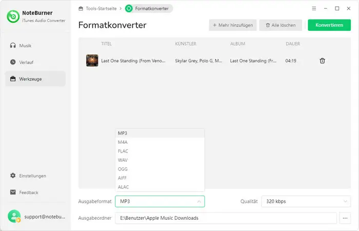 NoteBurner Formatkonverter