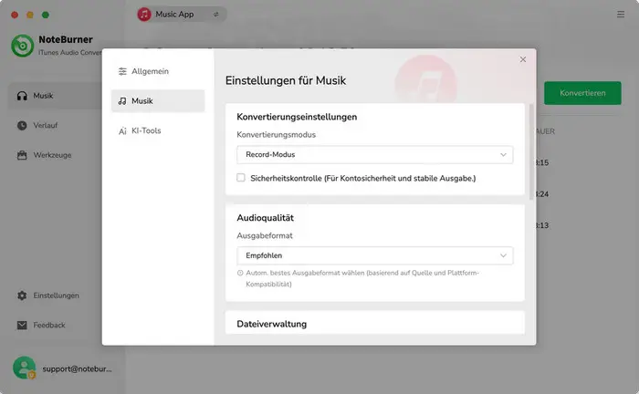 Einstellungen anpassen
