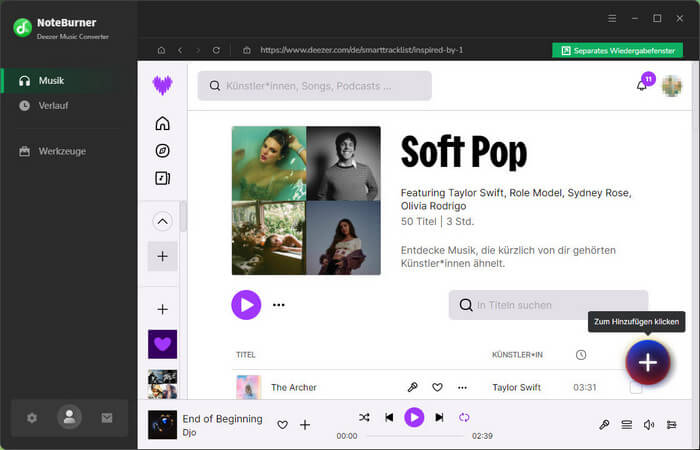 Deezer Playlist wählen