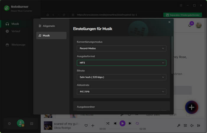 Ausgabeeinstellungen anpassen