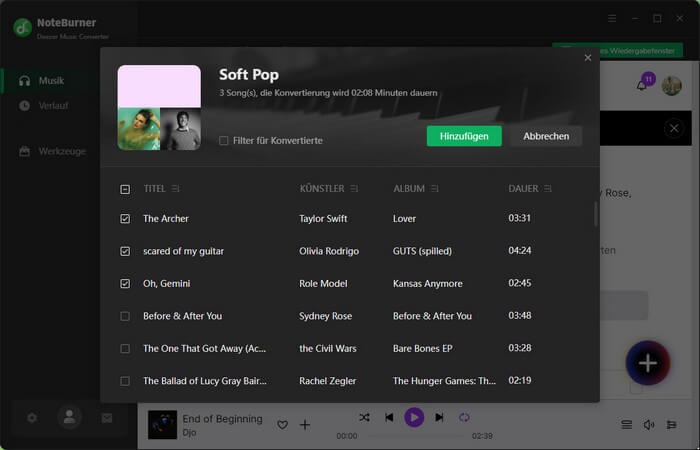 Deezer Musik hinzufügen