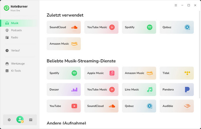 NoteBurner Music One starten