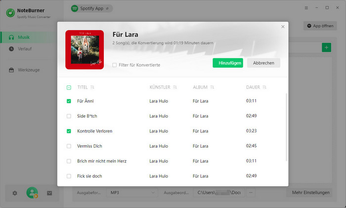 Spotify-Album hinzufügen