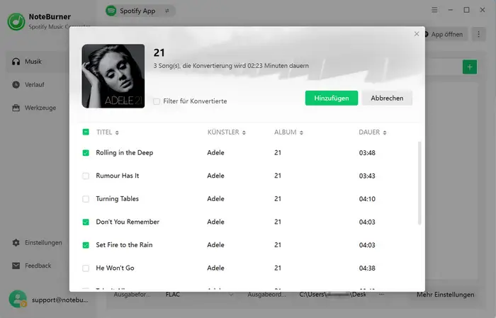 Spotify-Playlist hinzufügen