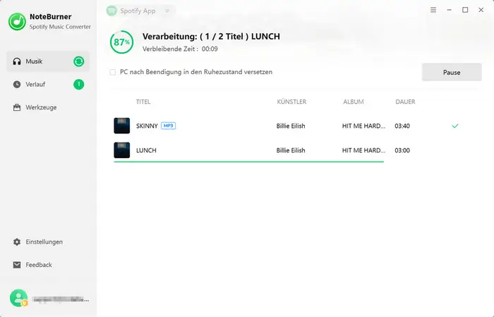 Konvertierung starten
