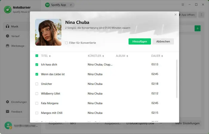 Spotify-Titel hinzufügen