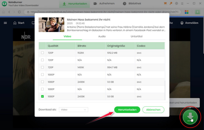 ARD Mediathek Videos Download starten