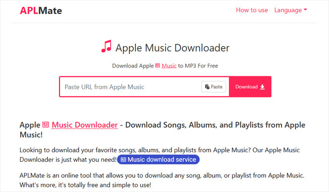 APLMate online Apple Music downloader homepage