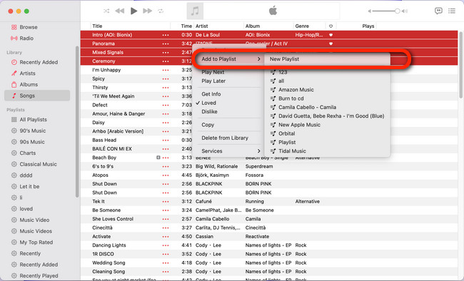 add loved songs on apple music playlist