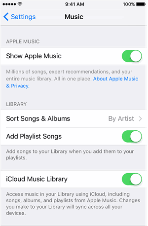 turn iCloud Music Library on