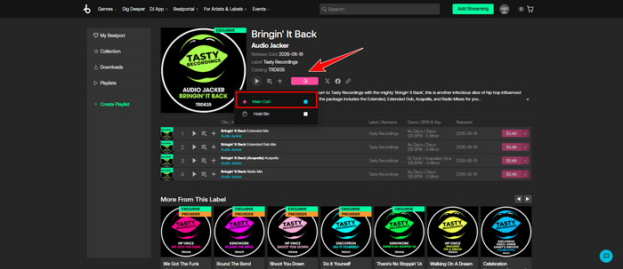 add beatport tracks