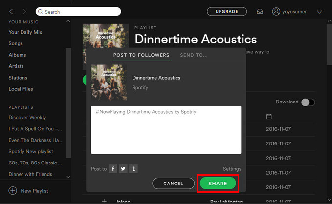 share spotify playlist