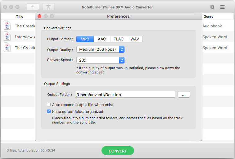 preference settings