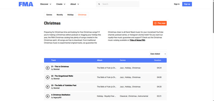FMA Royalty-Free Christmas Songs