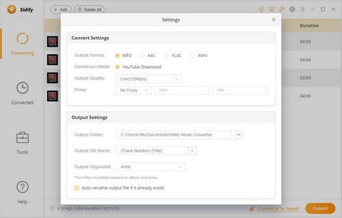 choose output format