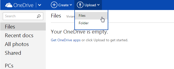 upload files to onedrive