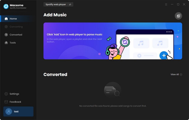 The Spotify web player mode of Macsome Spotify Downloader