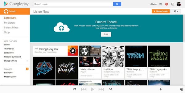 upload music to google play music