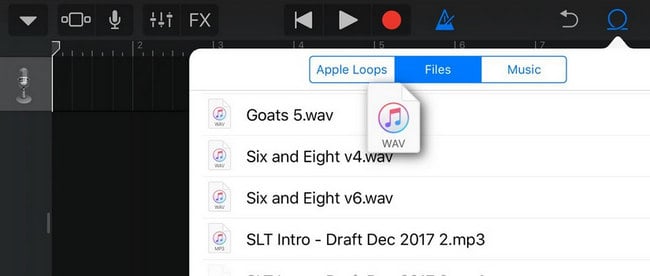 add music to garageband on iphone ipad