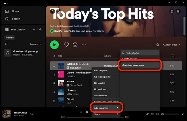 add spotify song to playlist
