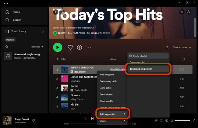add spotify song to playlist