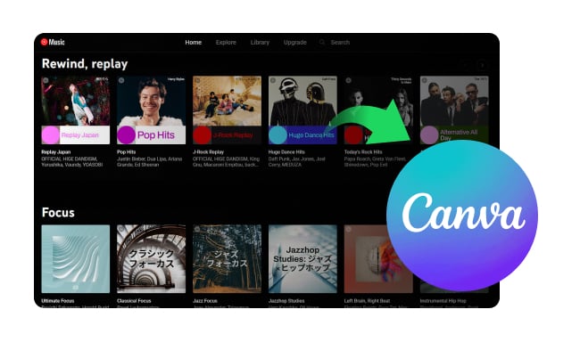 Download YouTube Music to canva