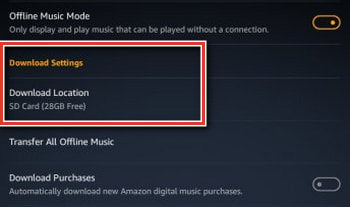 amazon music download storage